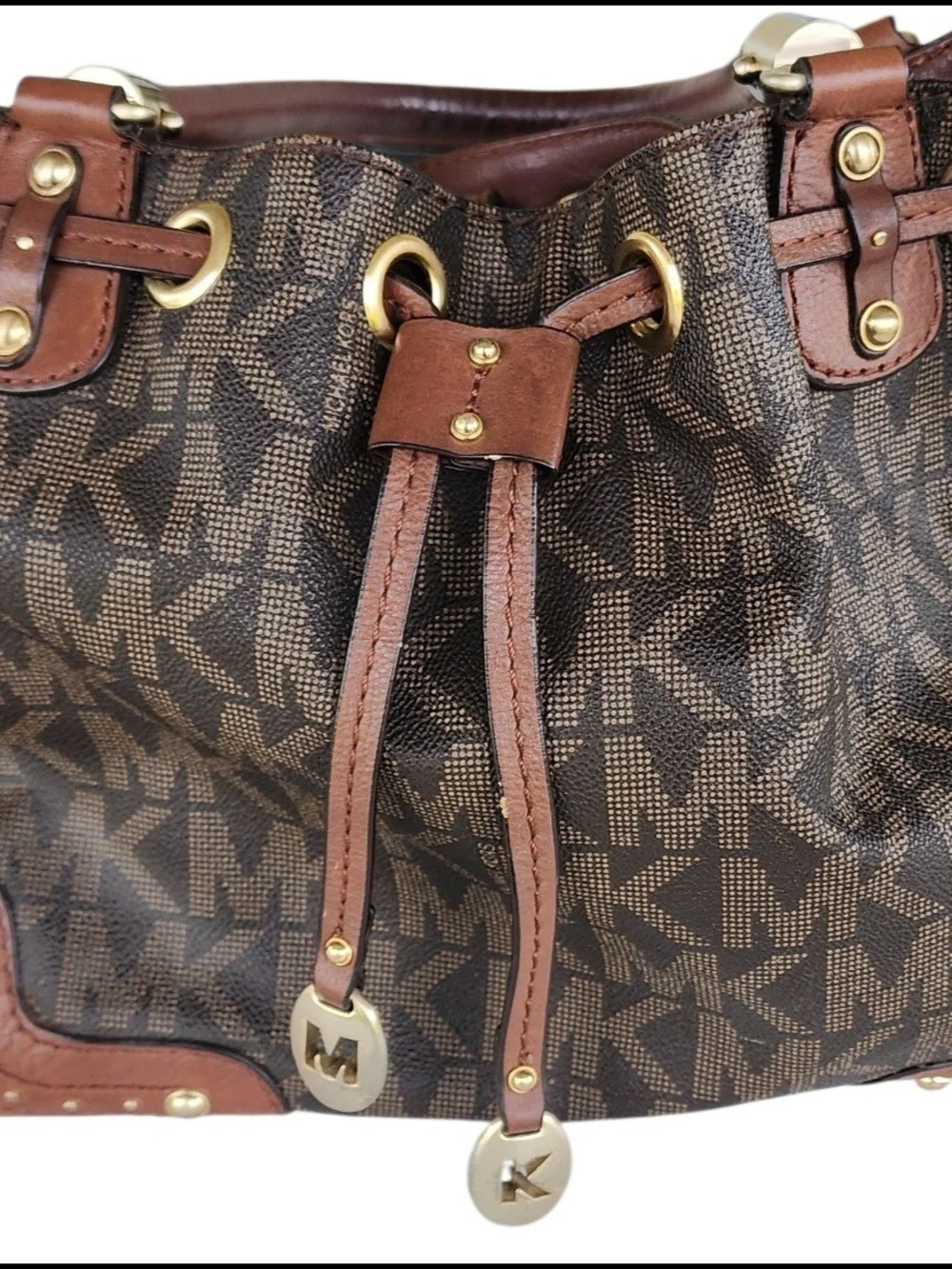 Vintage Michael Kors Brown Logo Drawstring Tote